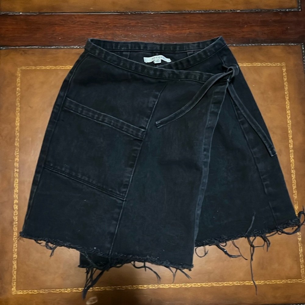 Women black Pac Sun wrap around denim skirt